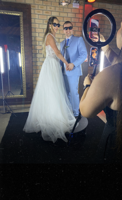 Guests enjoying a 360-degree video booth experience